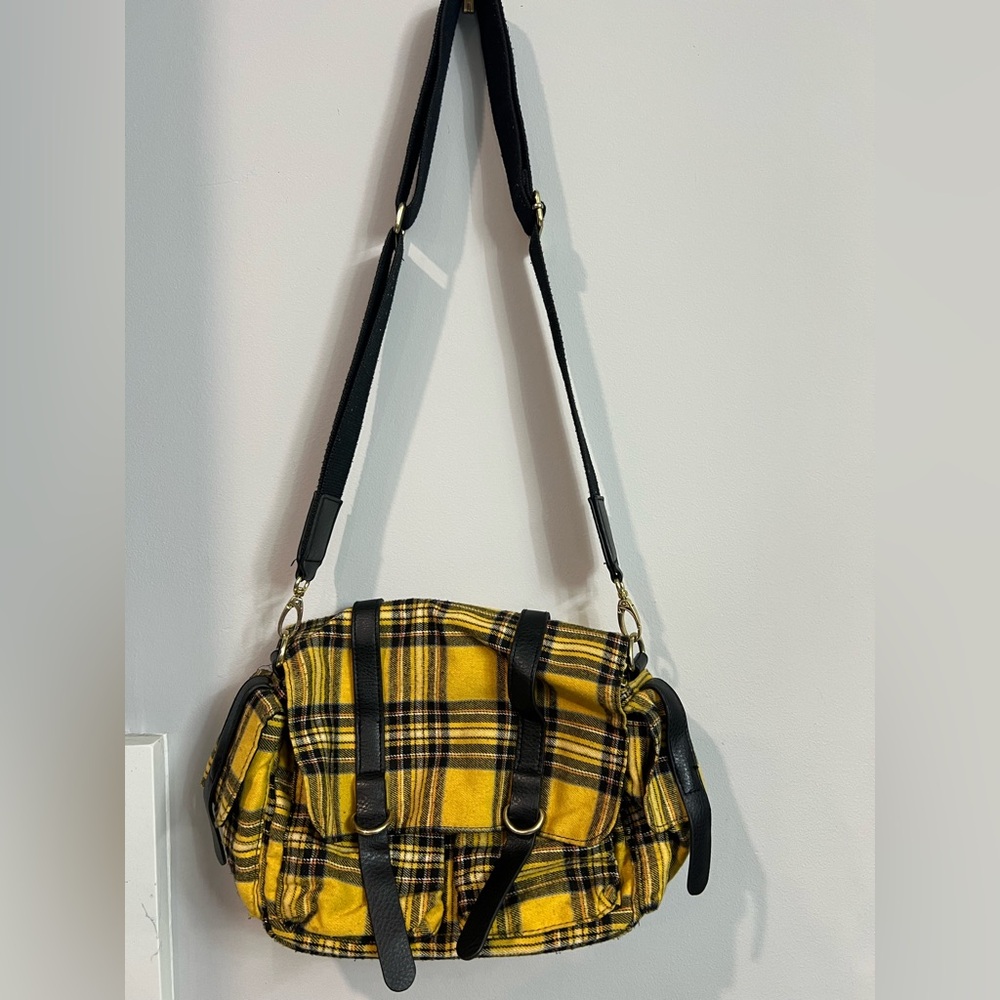 Unbranded Yellow Plaid Postman Bag Y2K Messenger Crossbody NB203124